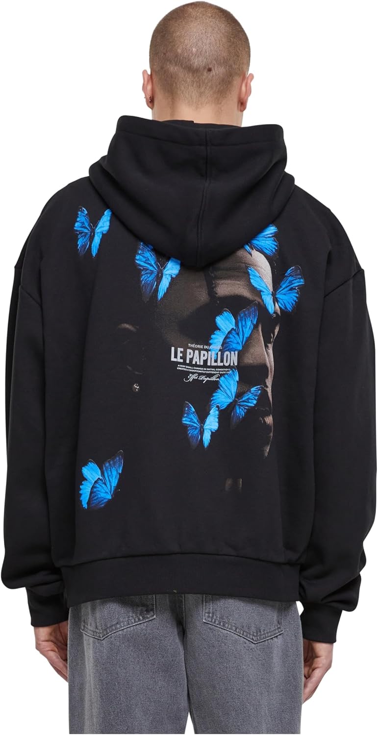 Mister Tee Herren Le Papillon Heavy Oversize Zip Hoody S Schwarz, S Schwarz