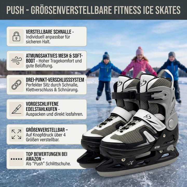 Cox Swain Push 2in1 Inliner &amp; Schlittschuhe - Grössenverstellbare Kombi Skates &amp; Eislaufschuhe für K