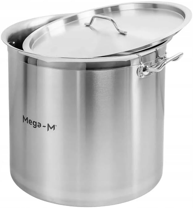 Mega-M Kochtopf GROSSE Induktion aus Edelstahl AISI 443 mit DECKEL PRO Küche Keramik, Elektro, Gas,