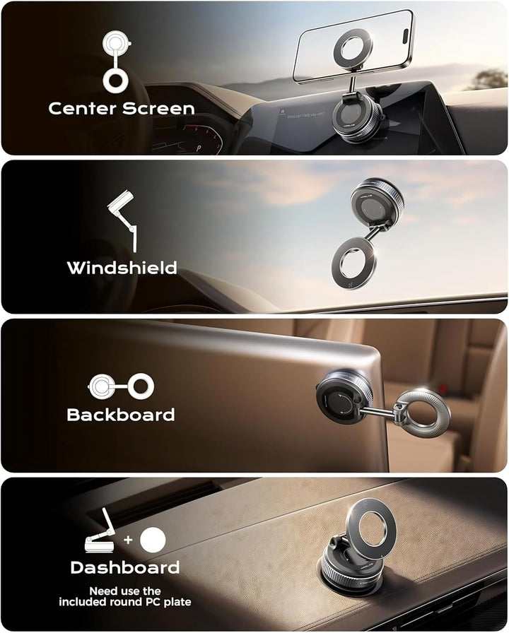 Generisch 360 Grad drehbare magnetische Handyhalterung fürs Auto, Vakuum-Saugnapf, starker Halt, uni