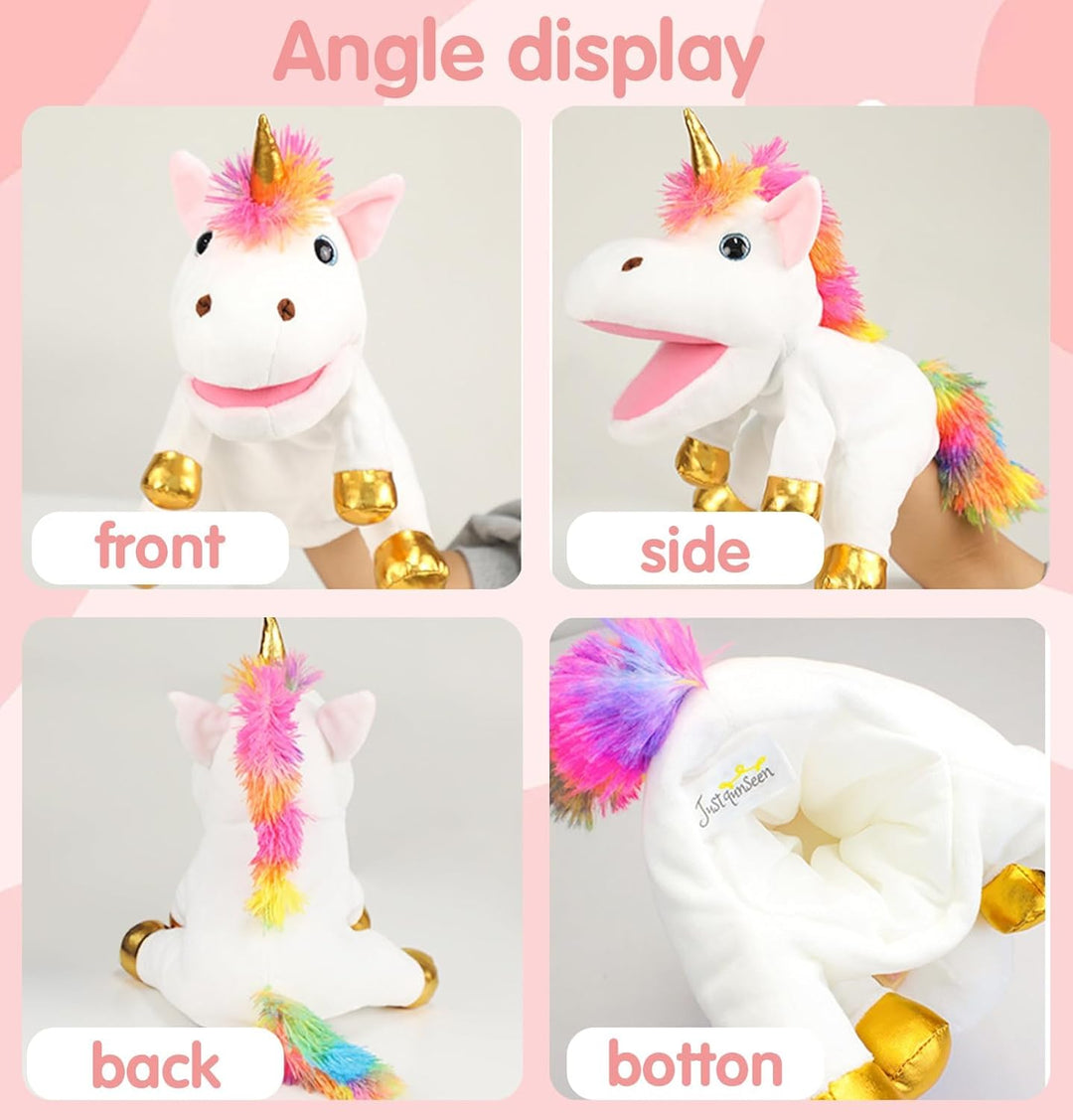 Einhorn Kuscheltiere Handpuppen Interaktives Spielzeug für Mädchen Handpuppe Tier Plüschtier für Ges