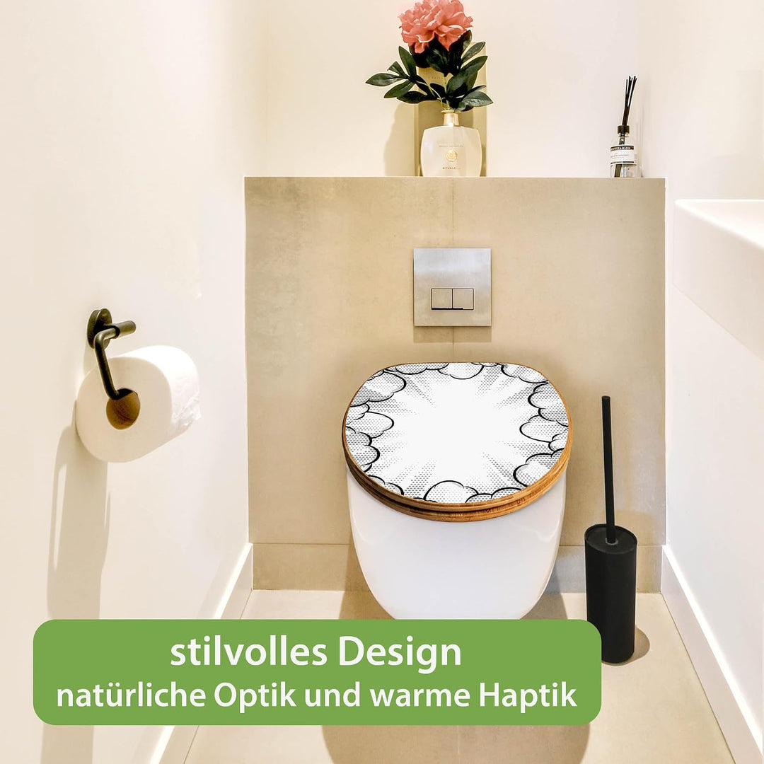 banjado Design WC Sitz Bambus Absenkautomatik 45,8x37,5cm - Toilettendeckel mit Absenkautomatik Holz