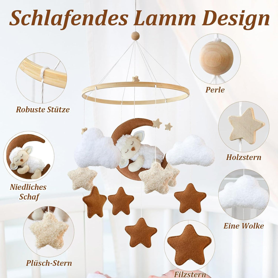 Mobile Baby Windspiele, Schlafen auf dem Mond Lämmchen, Mobile Wickeltisch Baby Mobile Babybett, Kin