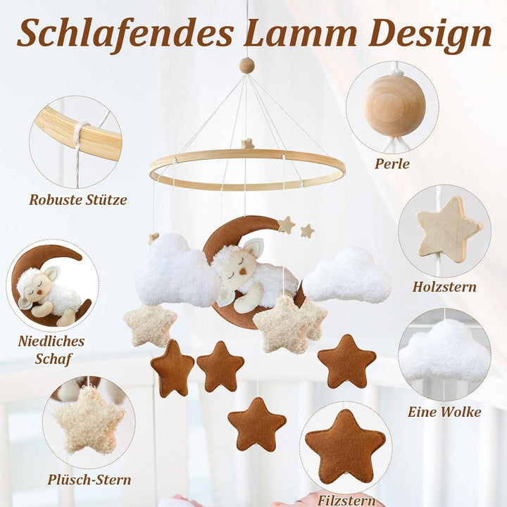 Mobile Baby Windspiele, Schlafen auf dem Mond Lämmchen, Mobile Wickeltisch Baby Mobile Babybett, Kin