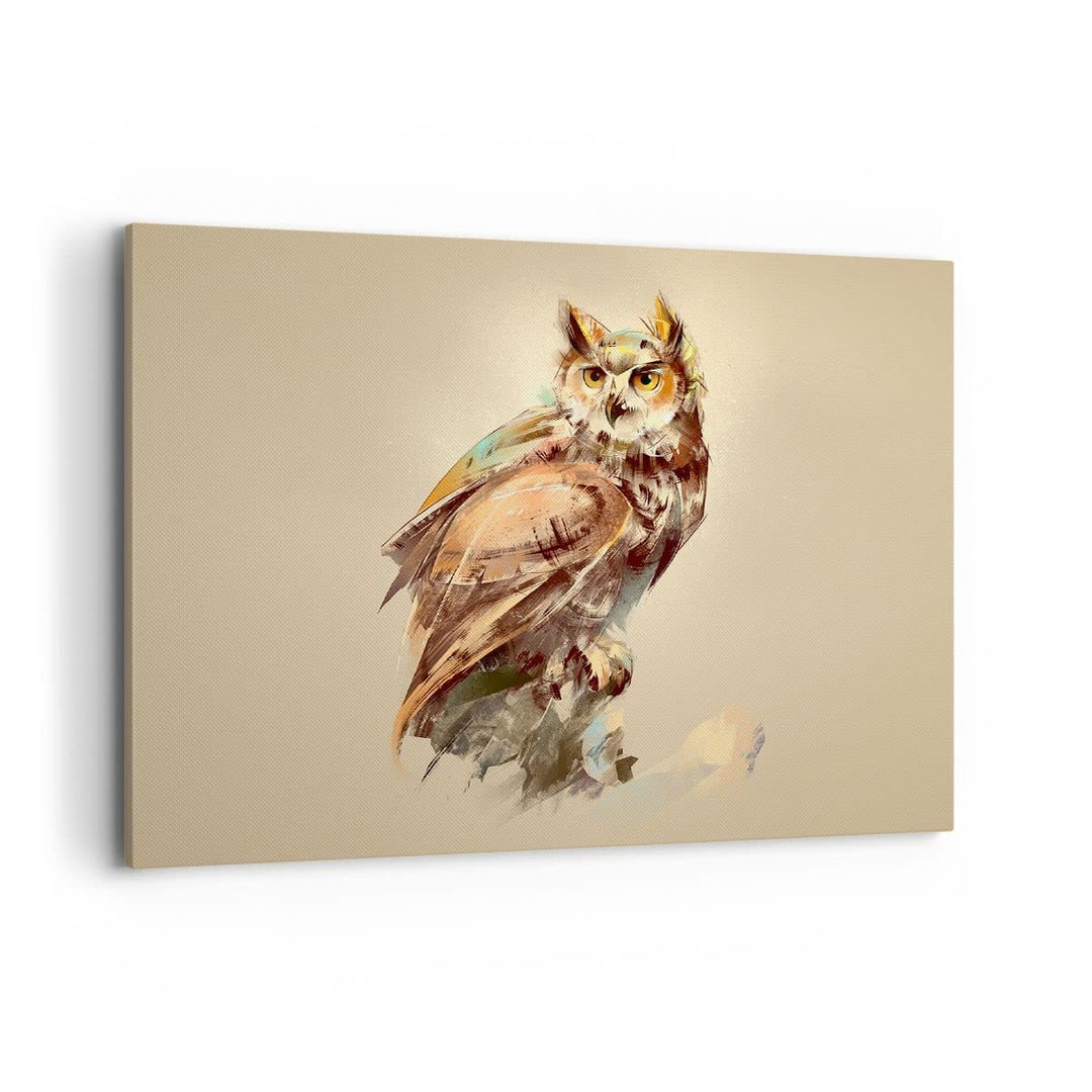 Bilder auf Leinwand 100x70cm Leinwandbild mit Rahmen Eule Vogel Natur Gross Wanddeko Bild Schlafzimm