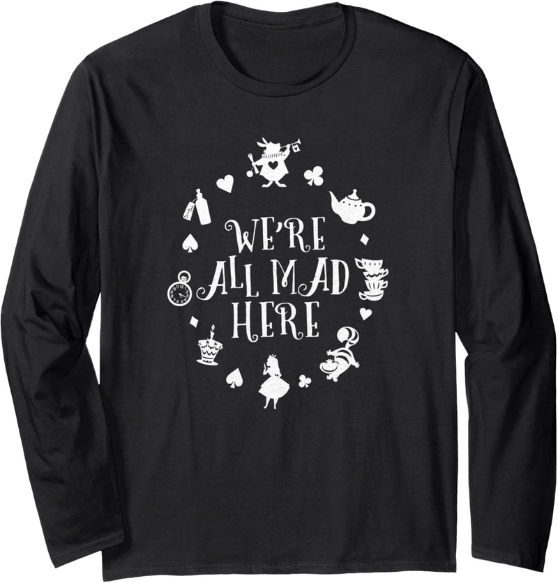 Disney Alice in Wonderland Mad Here White Langarmshirt