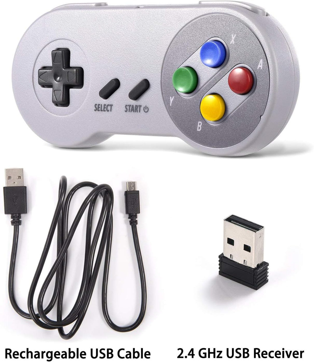 miadore Wireless USB Controller für SNES Emulator, 2 Pack 2.4G USB Gamepad Joystick SNES Game Contro