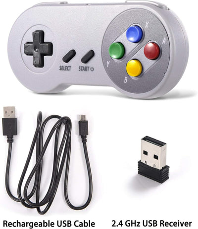 miadore Wireless USB Controller für SNES Emulator, 2 Pack 2.4G USB Gamepad Joystick SNES Game Contro