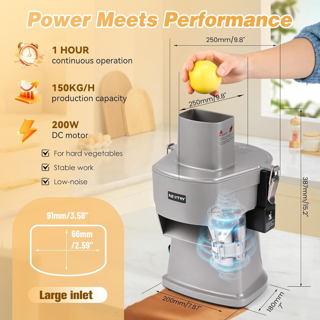 NEWTRY 4 in 1 Elektrischer Gemüseschneider, Gewerblicher Gemüseschneider zum Würfeln, Zerkleinern, S