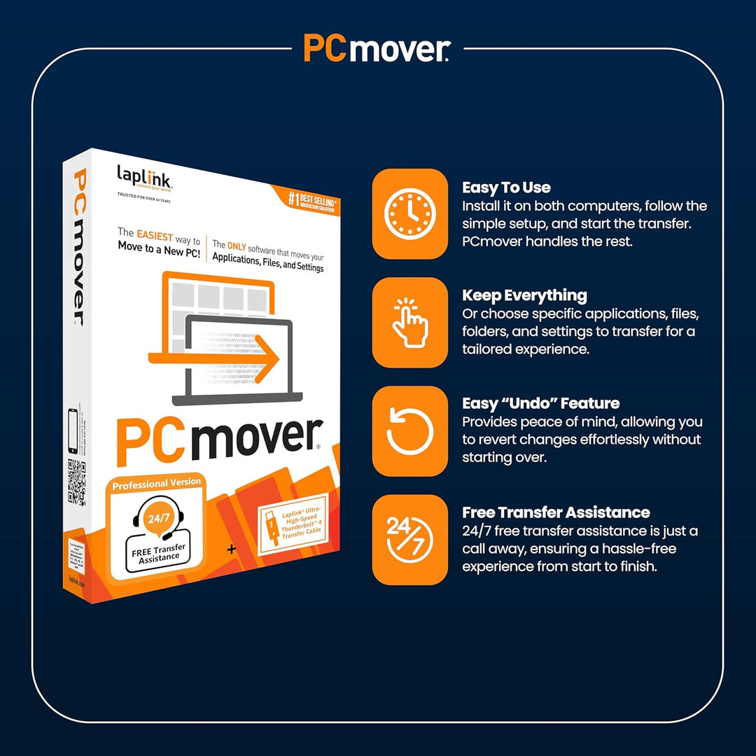 LAPLINK PCmover Professional 11 – Migration Software, für Dateien, Ordner & Programme, Ultra High Sp