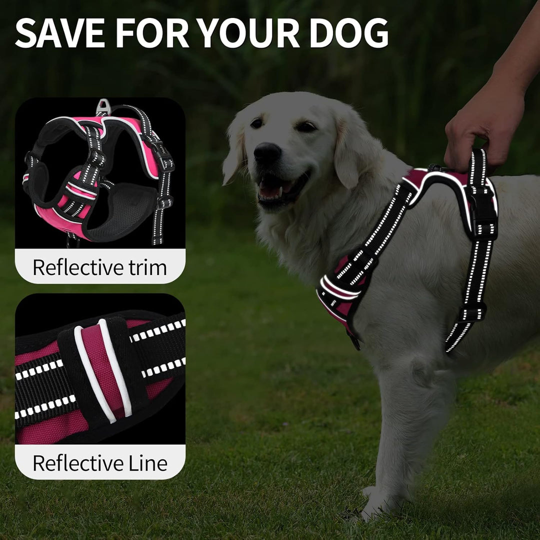 HEELE Hundegeschirr, Zugentlastung, reflektierend, mit gepolstertem Griff, Kontrolle, 2 Metallringe,