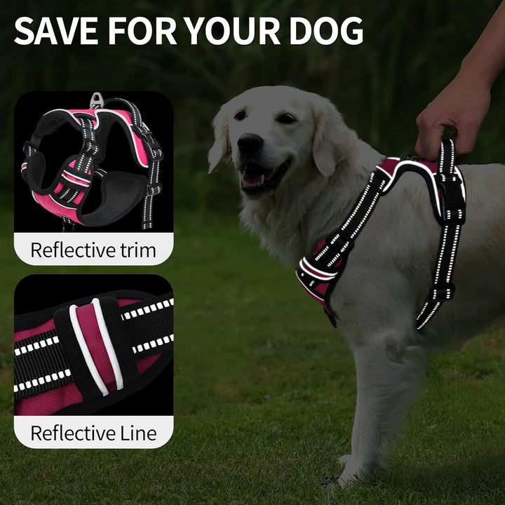 HEELE Hundegeschirr, Zugentlastung, reflektierend, mit gepolstertem Griff, Kontrolle, 2 Metallringe,