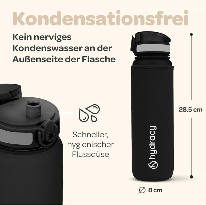 Hydracy Trinkflasche mit Fruchteinsatz - 1L Wasserflasche - BPA-freie Trinkflasche mit Zeitmarkierun