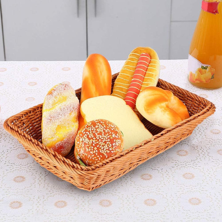 Tissting Rechteckige Rattan Gewebter Brotkorb Lebensmittel Brot Obst Aufbewahrungskorb Tischplatte E