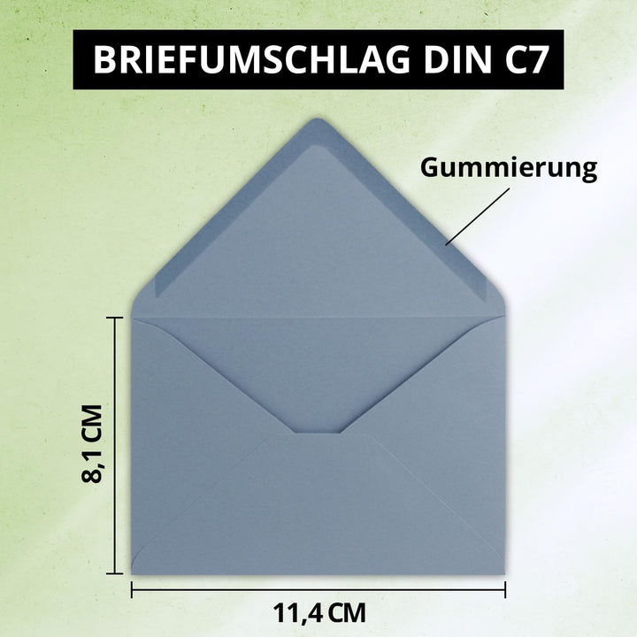 FarbenFroh by GUSTAV NEUSER 100x kleine Umschläge in Graublau DIN C7 8,1 x 11,4 cm mit Spitzklappe u
