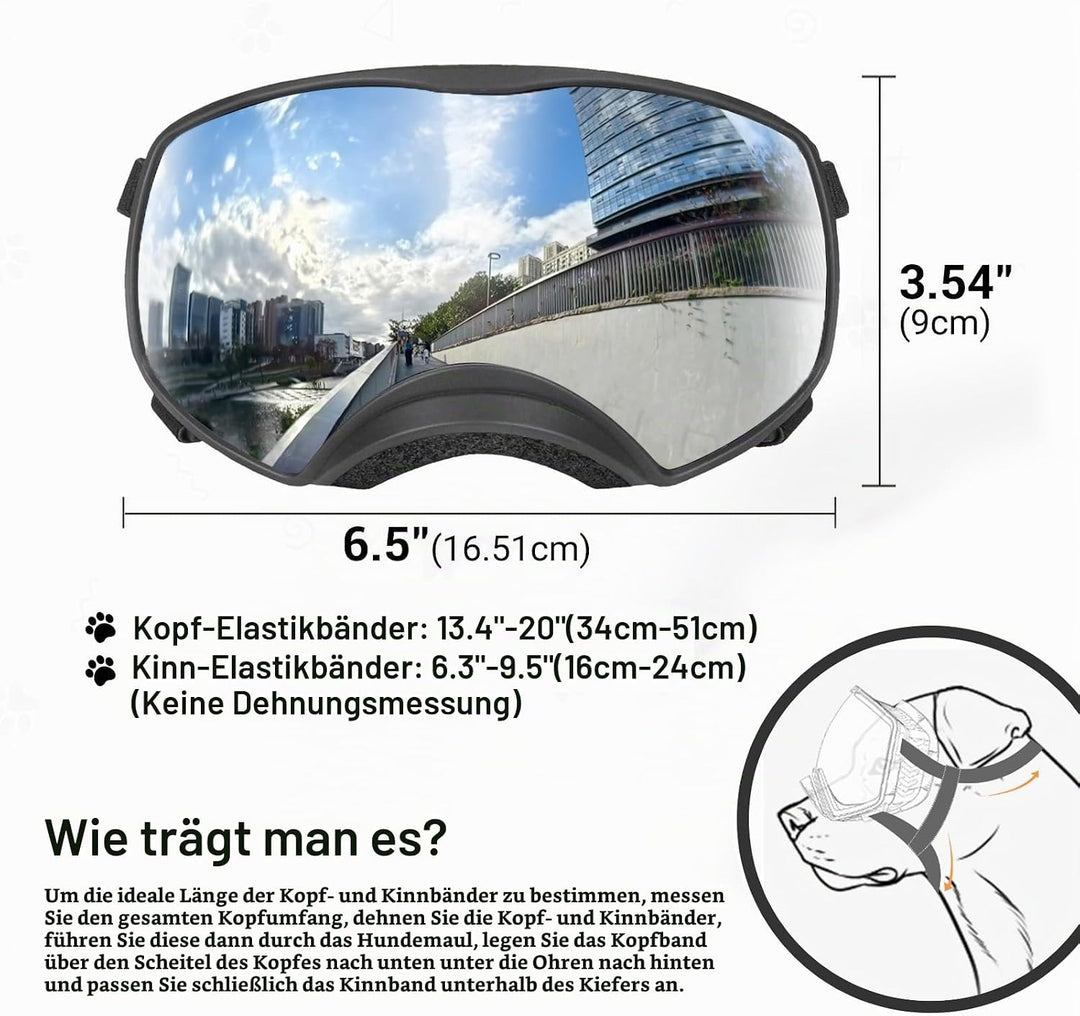 NAMSAN Hundebrille mit Weit Sichtfeld, UV-Schutz Sonnenbrille für Gross Hunde, Augen Schützen Hunde