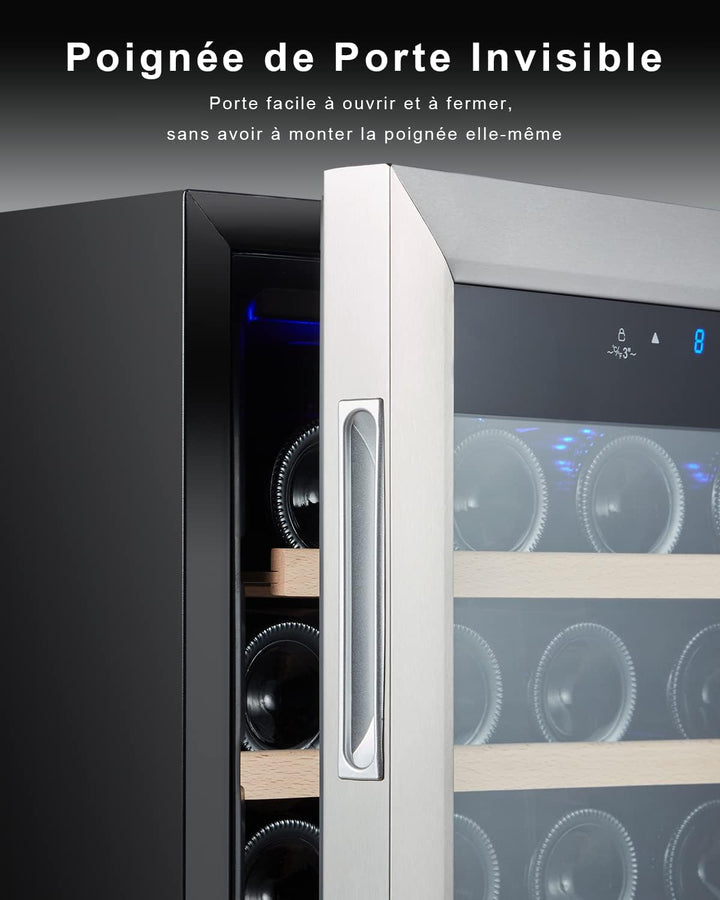 Kalamera Weinkühlschrank, 28 Flaschen 86 Liter, Touch-Bedienfeld, Edelstahl Glastür, 5-18°C Kühlzone