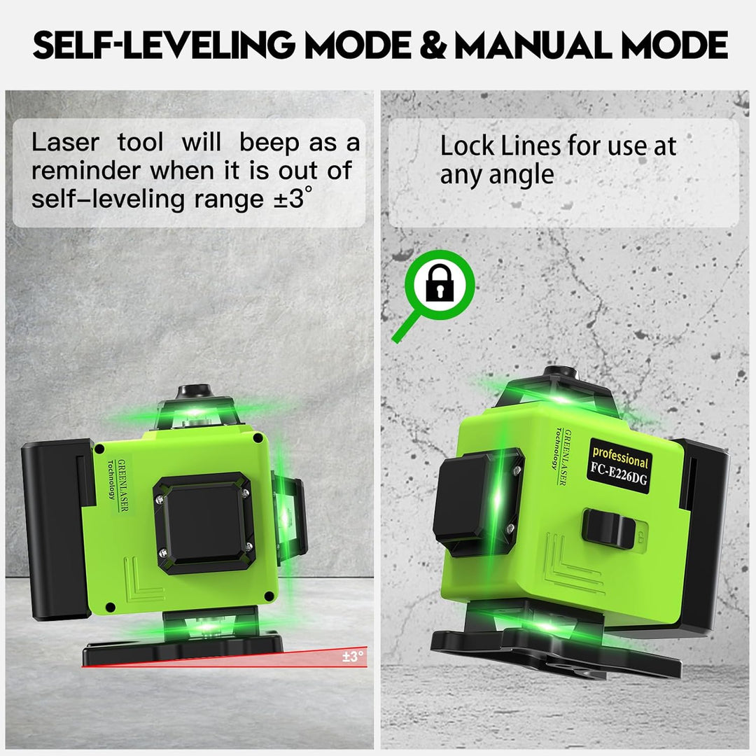 Kreuzlinienlaser Grün 16 Linien Nivellierlaser, 4 x 360 ° Laser wasserwaage, linienlaser kreuzlaser