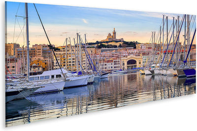 islandburner Bild auf Leinwand Yachten Spiegeln Sich Im Stillen Wasser Des Alten Vieux Port Marseill