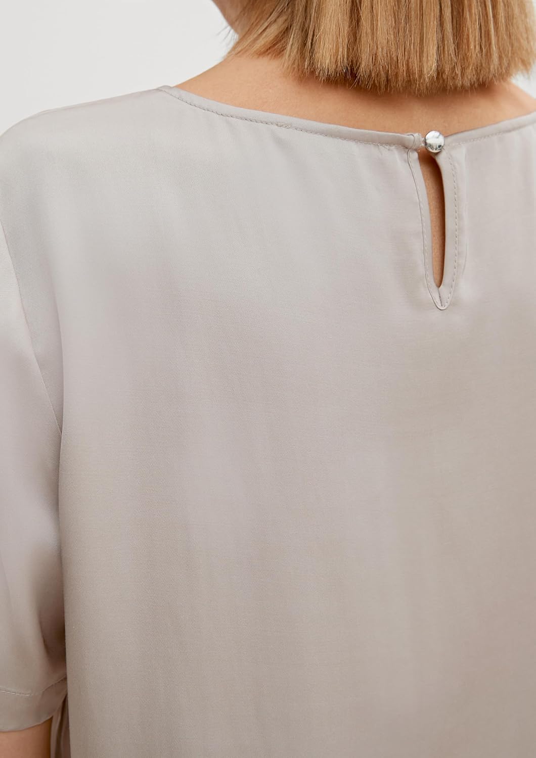 Comma Damen Blusenshirt aus Satin Bluse 34 8026_helles Beige, 34 8026_helles Beige