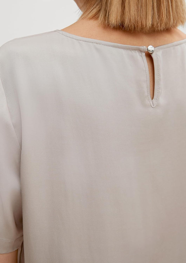 Comma Damen Blusenshirt aus Satin Bluse 34 8026_helles Beige, 34 8026_helles Beige