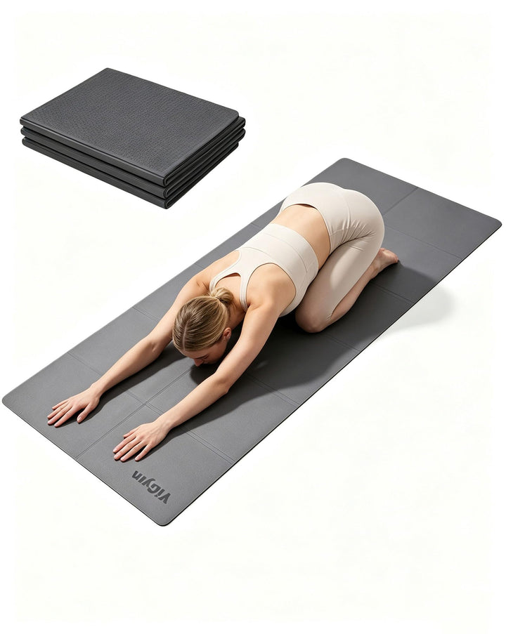 Faltbare Yogamatte TPE+PU Doppelseitige Tragbare Reisematte | Klappbar, Rutschfeste, Tragbare, für S
