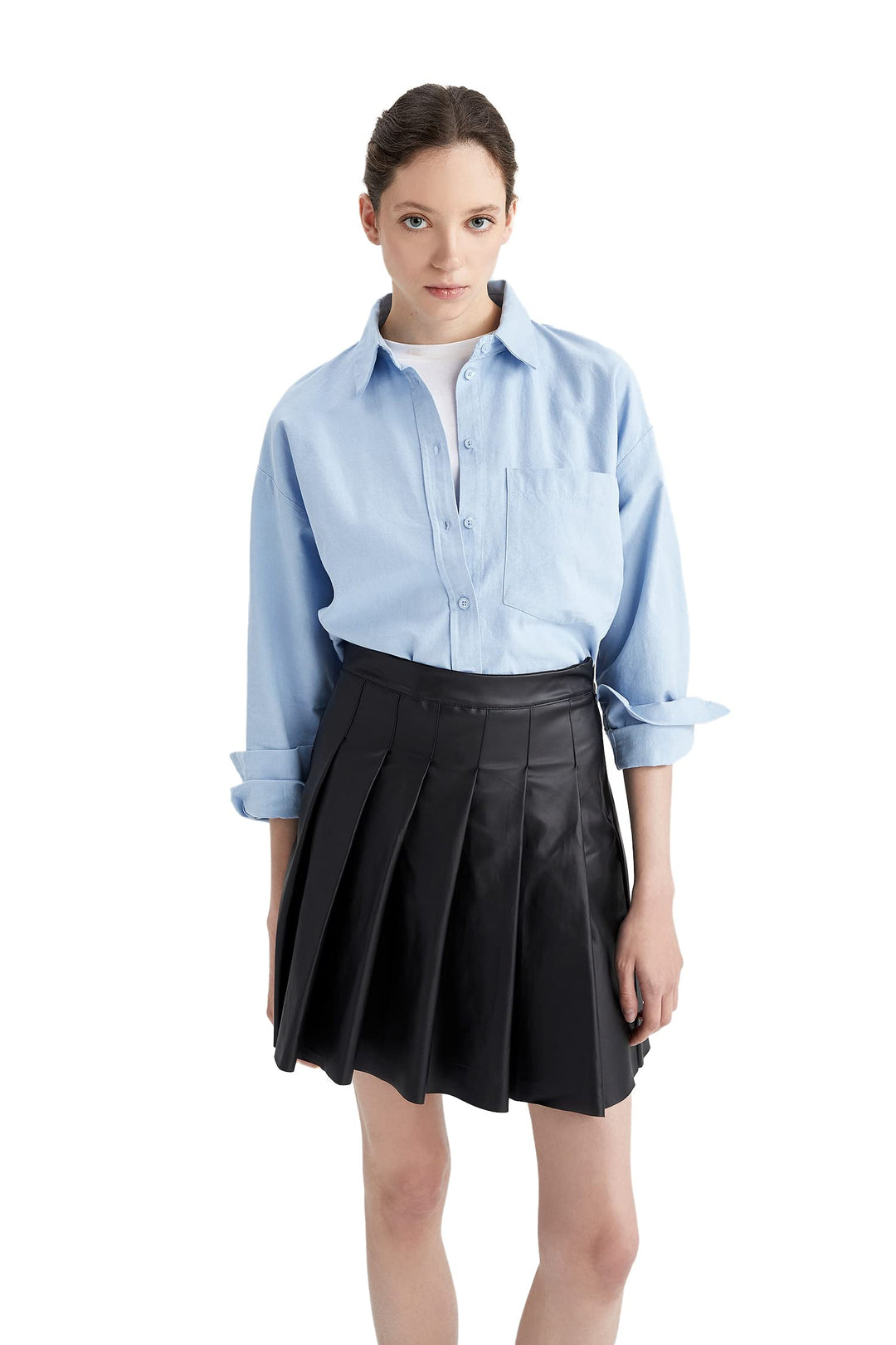 DeFacto Damen V2439AZ Tunic Shirt XS Lt.blue, XS Lt.blue