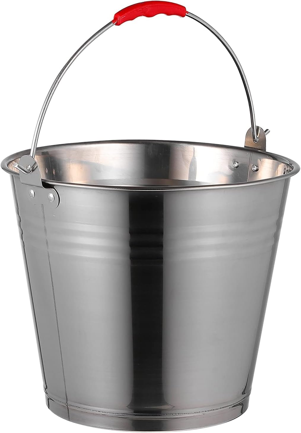 Mayuela - Edelstahl Metalleimer 6 Liter mit Tragegriff - Robuster Blecheimer für Haushalt, Garten, R