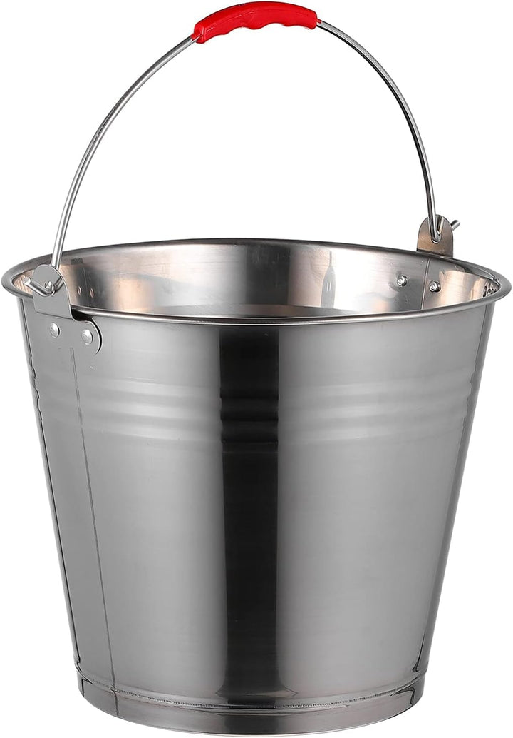 Mayuela - Edelstahl Metalleimer 6 Liter mit Tragegriff - Robuster Blecheimer für Haushalt, Garten, R
