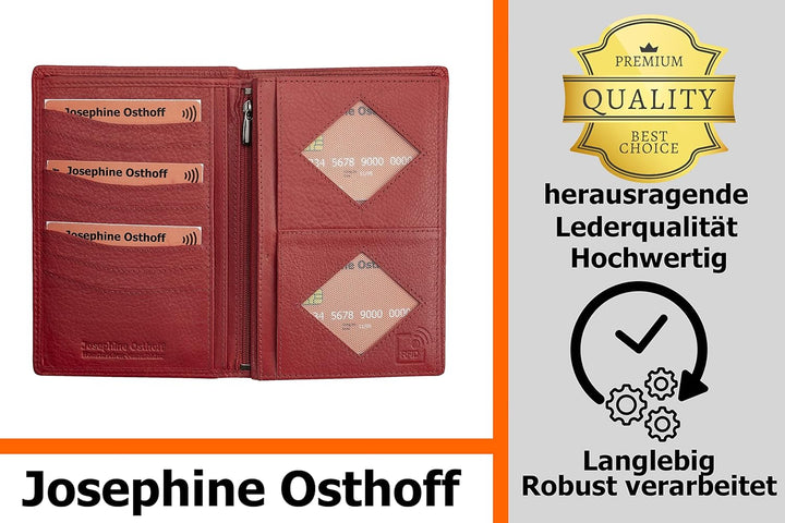 Josephine Osthoff Brieftasche Herren Leder Ausweisetui Reisepasshülle Hochformat Ausweishülle Damen
