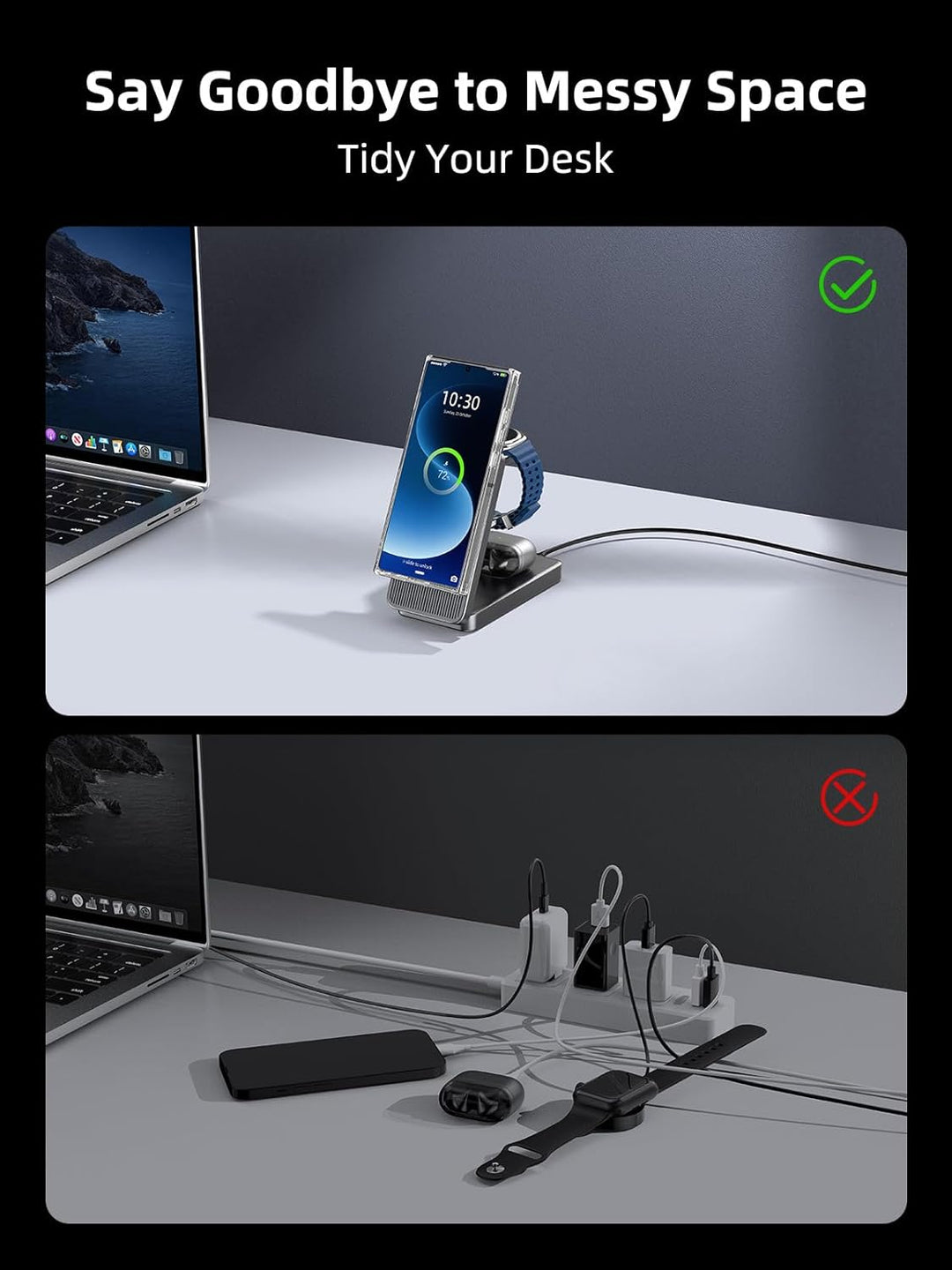 Magnetisch Induktive Ladestation für Samsung Galaxy S26 Ultra, 3 in 1 MagSafe Wireless Charger Faltb