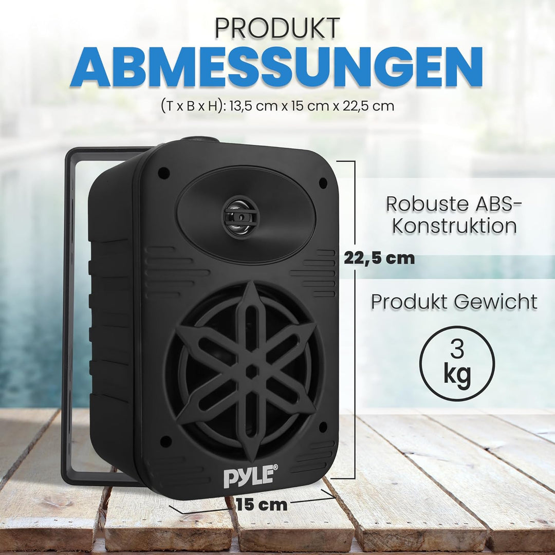 Pyle Lautsprecher Set Outdoor Indoor – 500W 4” 2-Wege Boxen wasserdicht Full Range Stereo Sound, Wet
