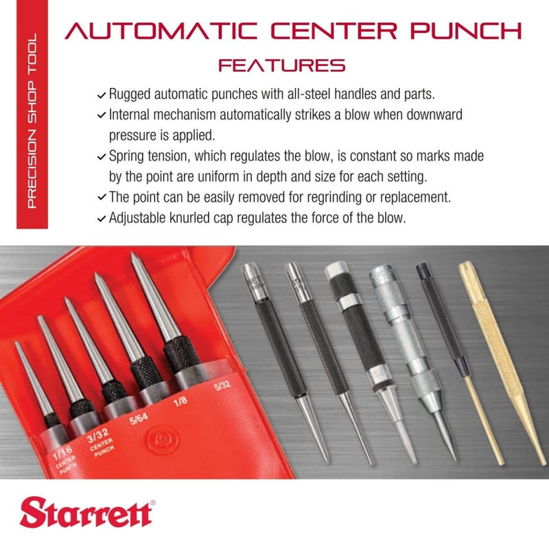 Starrett Automatikkörner mit justierbarer Schlagkraft, Länge 125 mm, Durchmesser 14 mm 18A & Automat