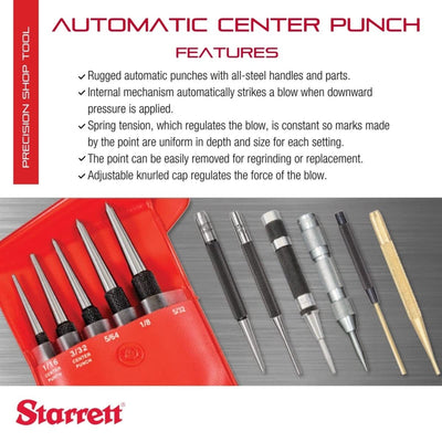 Starrett Automatikkörner mit justierbarer Schlagkraft, Länge 125 mm, Durchmesser 14 mm 18A & Automat