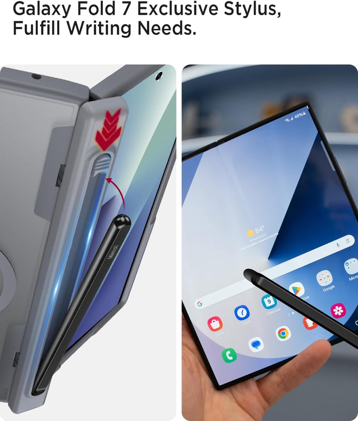 Miimall Kompatibel mit Samsung Galaxy Z Fold 7 Hülle mit Magnet & Stift, HD Displayschutz & Scharnie
