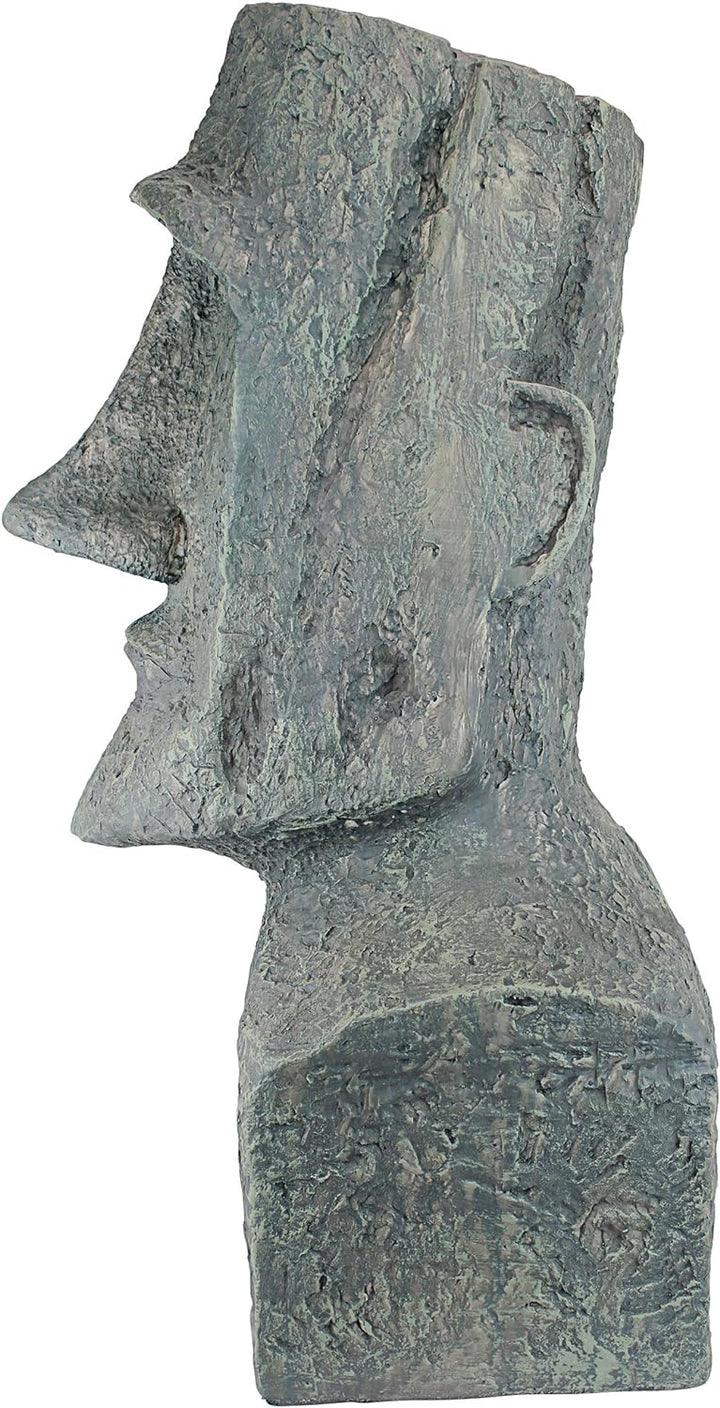 Design Toscano Osterinsel Ahu Akivi Moai Monolith Gartenstatue, Polyresin, steingrau, 33 x 31,8 x 62