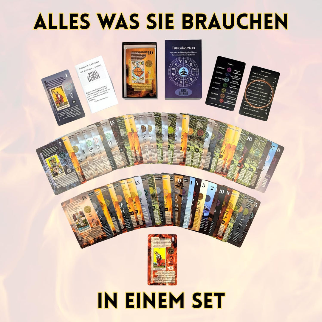 Witchy Cauldron Tarotkarten mit Buck für Anfänger, Tarotkarten Deutsch