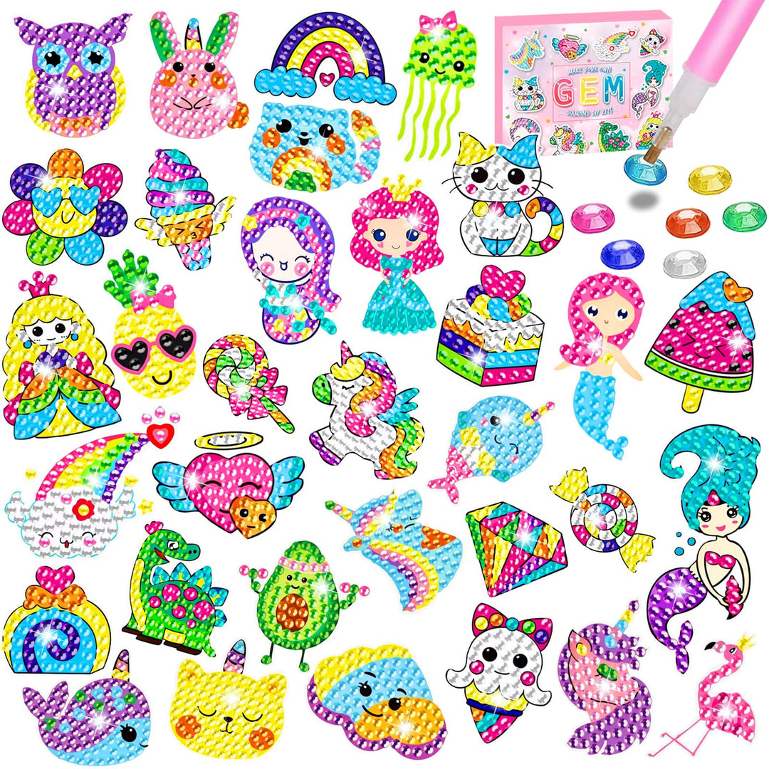 CAYUDEN Diamond Painting Aufkleber, 33pcs 5D Diamant Painting Bilder Kinder Einhorn Diamond Kinder M