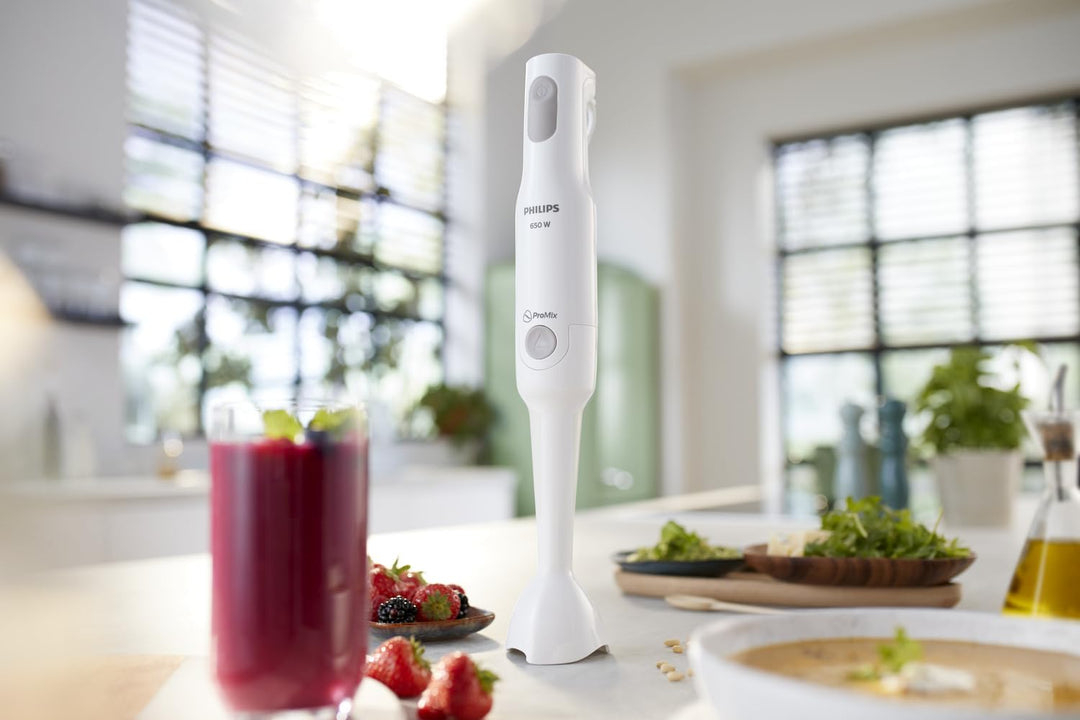 Philips ProMix Stabmixer HR2531/00 (650 W, Spritzschutz, inkl. Messbecher) weiss
