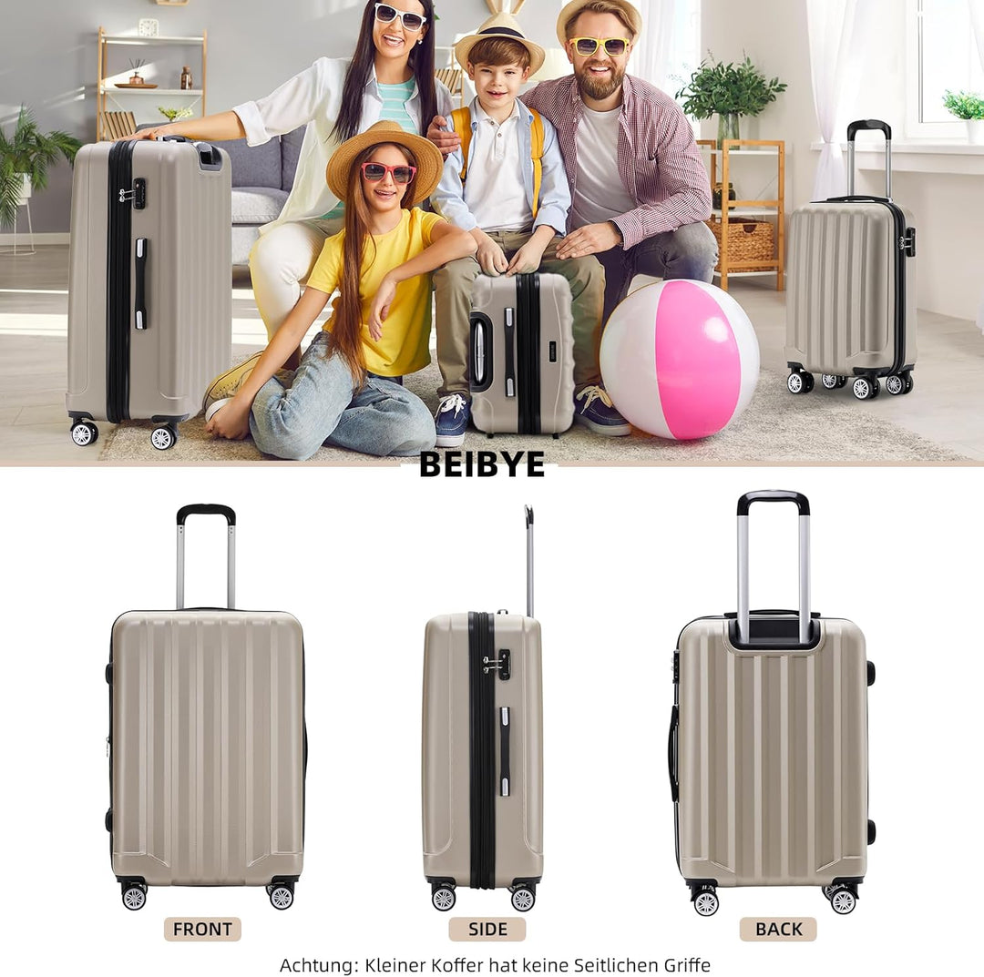 BEIBYE TSA-Schloss 2080 Zwillingsrollen 3 TLG. Reisekofferset Koffer Kofferset Trolley Trolleys Hart