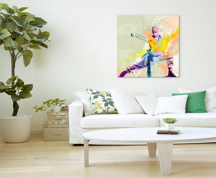 Kung Fu I 60x60cm Wandbild SPORTBILD Aquarell Art tolle Farben von Paul Sinus