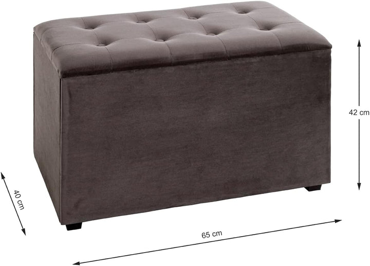 HAKU Möbel Sitztruhe, MDF, anthrazit, B 65 x T 40 x H 42 cm anthrazit_Samt 65 x 40 x H 42 cm Anthraz