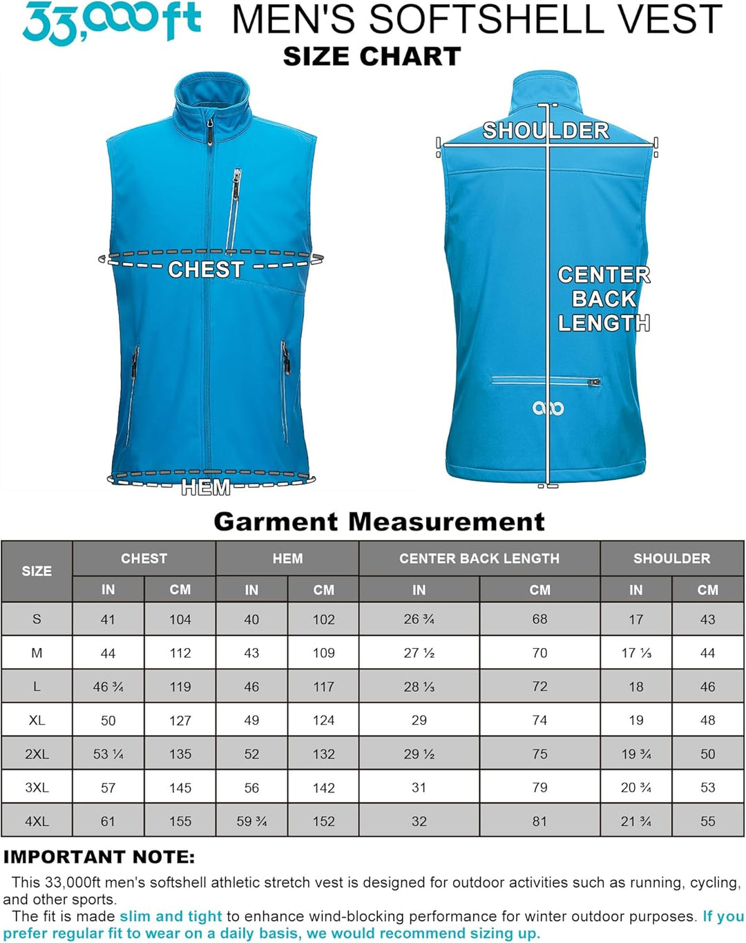 33,000ft Leichte Softshell Weste für Herren, Wasserdichte Winddichte Laufweste, Atmungsaktive Vest G