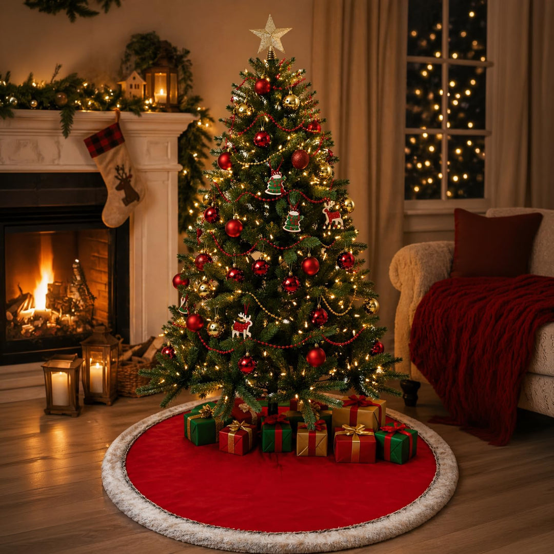 COM-FOUR® Premium Weihnachtsbaumdecke zum Schutz vor Tannennadeln - runde Christbaumdecke für den We