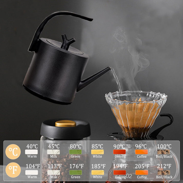 Schwanenhals Wasserkocher, Edelstahl Temperaturregelung, Gooseneck Kettle für Coffee Tea Brewing, 10