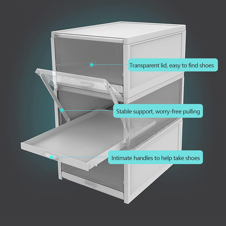 3er Pack Schuhbox Aufbewahrung, Faltbare Display Box Container Schrank Regal Schuh Organizer für Sne