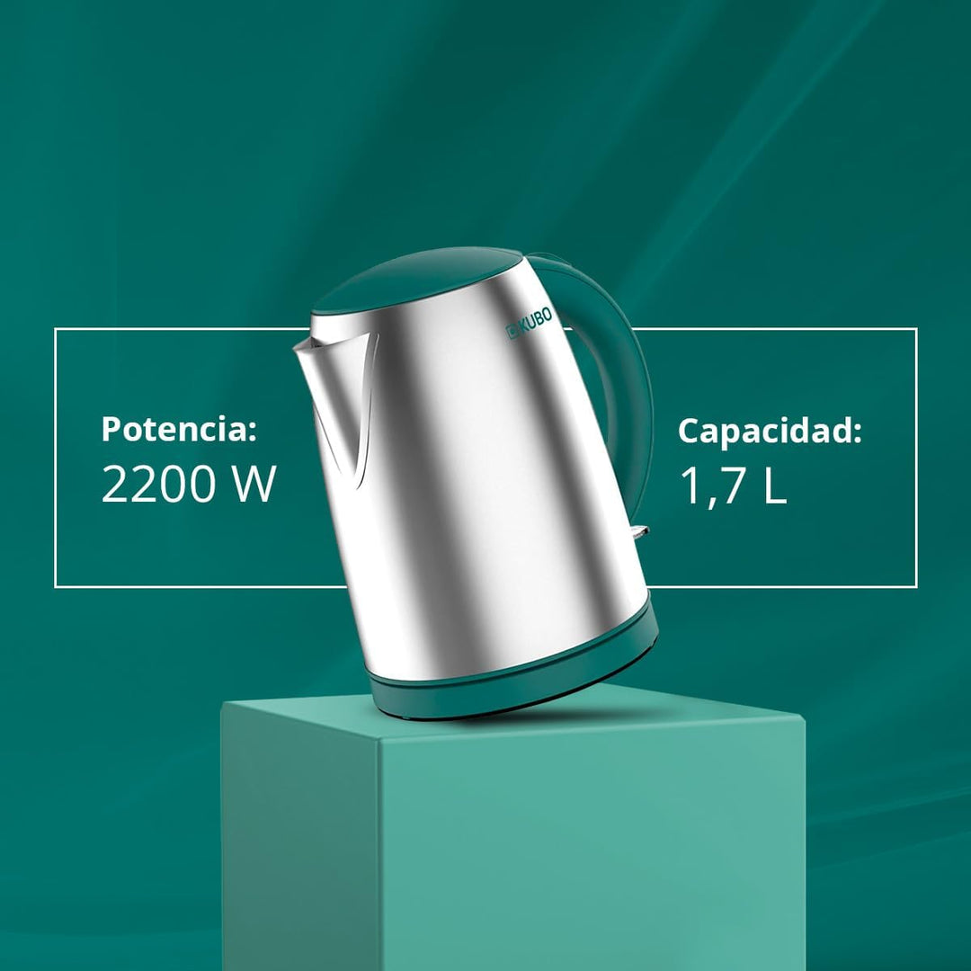 Elektrischer Wasserkocher, aus Edelstahl, Antikalk- und Anti-Verunreinigungen, Leistung: 2200 W, Fas