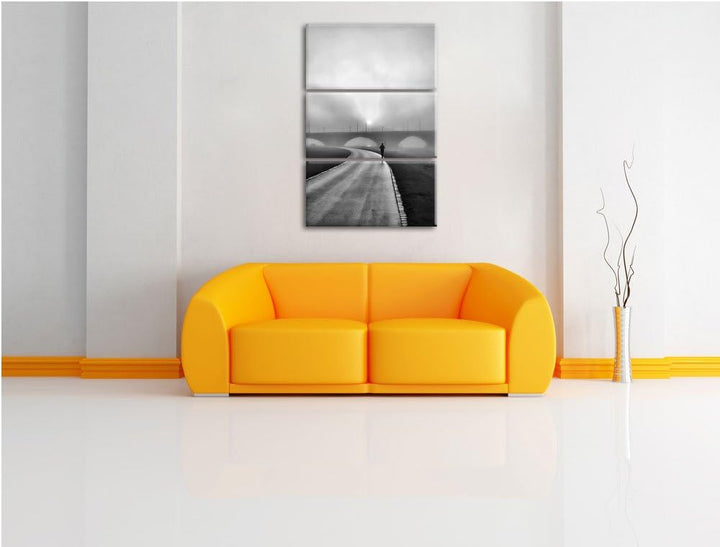 Pixxprint Läufer im Morgengrauen als Leinwandbild/Grösse: 3 Teilig (120x80) / Wandbild/Kunstdruck/fe