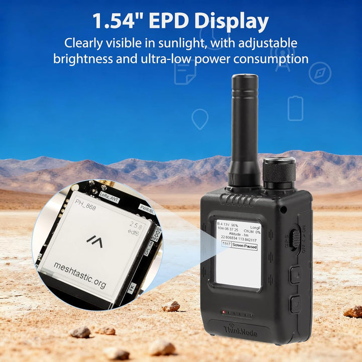 ELECROW LoRa Meshtastic Transceiver mit GPS und ESP32-S3 - ThinkNode M5 mit 1,54 Zoll EPD Bildschirm