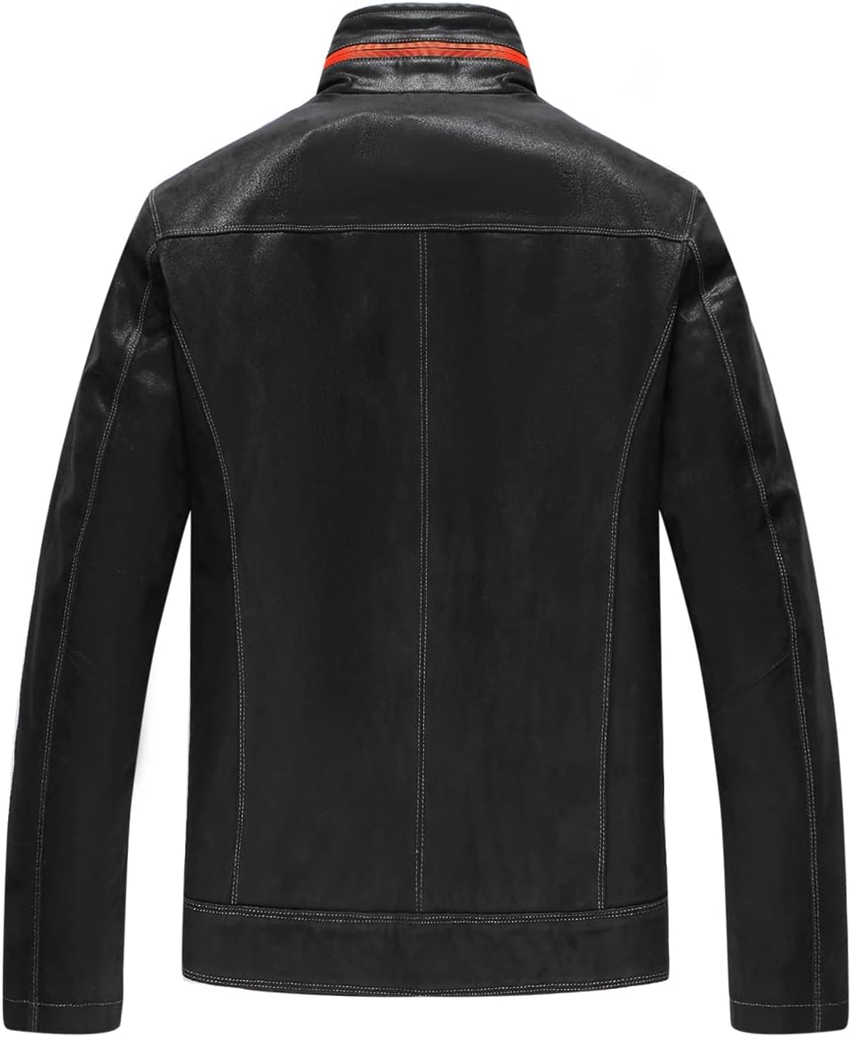 FLAVOR Echtes Leder Herren Lederjacke Stehkragen Blau Lässig S Schwarz, S Schwarz